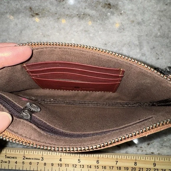 American Bling Leather Hand Bag Clutch Pink Cowhide Chain Strap - Picture 3 of 7